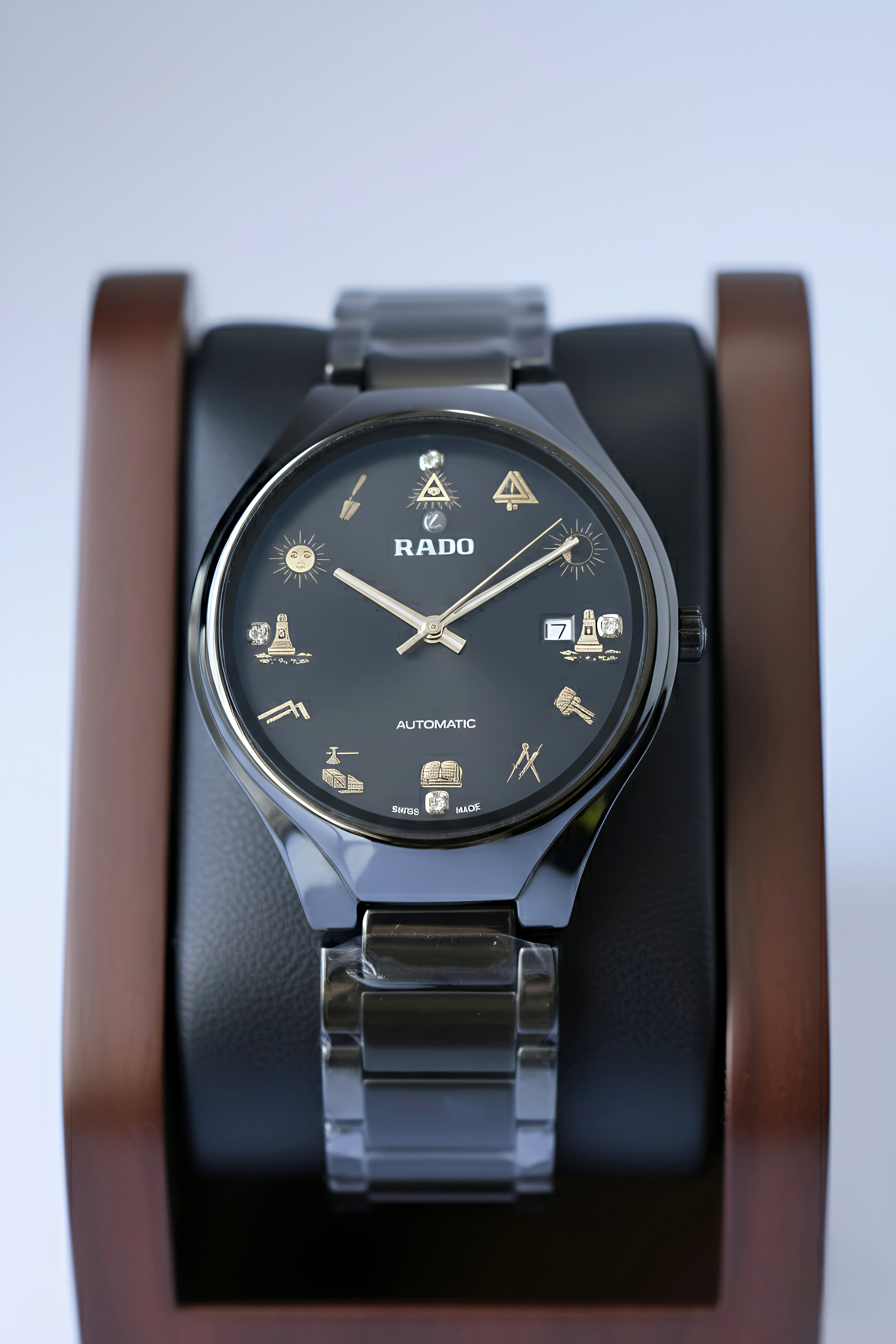 Rado True Round Black Ceramic Limited Edition Masonic Watch